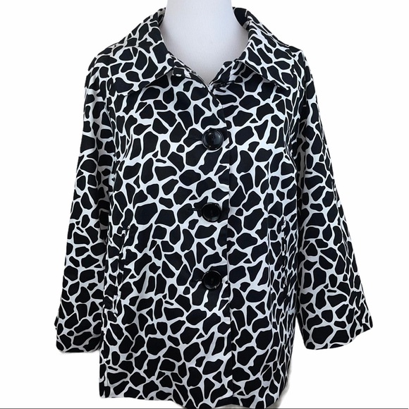 Appraisal Black & White Animal Print Midi Jacket L - Picture 1 of 12